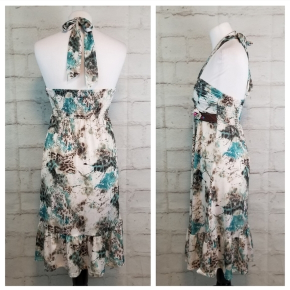 Buba Moda S Bead Embellished Ruffled Halter Dress - Picture 5 of 7